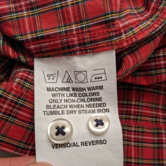 Tommy Hilfiger Men's Button Up Shirt Size 34-35 Red Plaid Long Sleeve 16.5 In - Picture 10 of 12